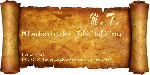 Mladoniczki Tétény névjegykártya